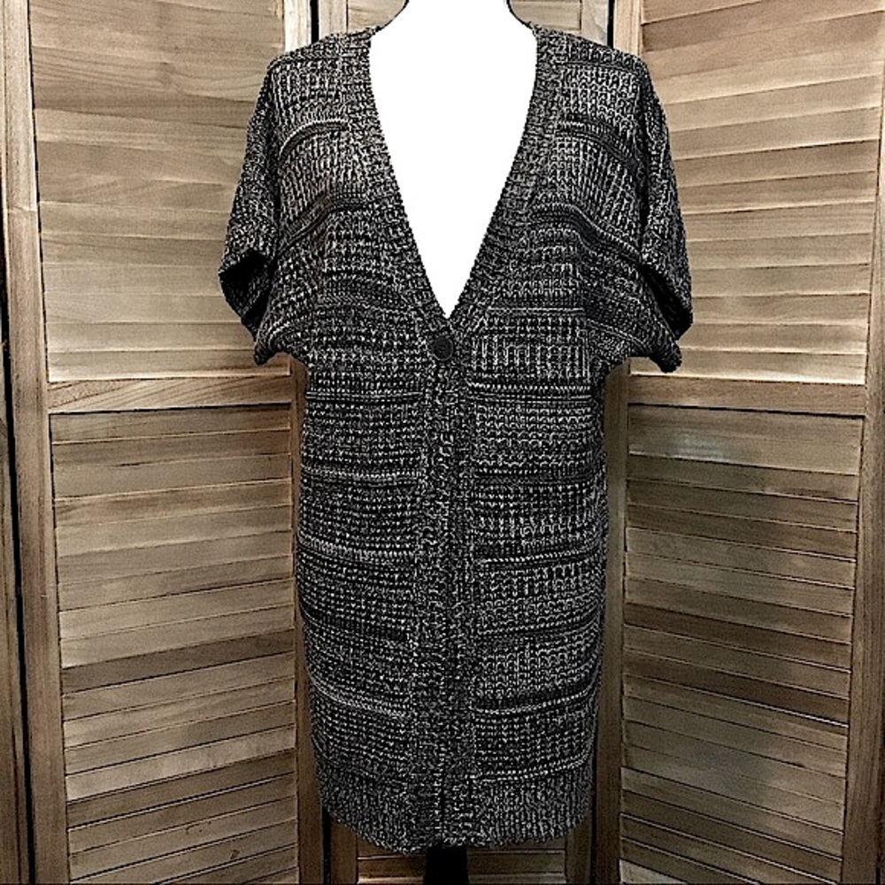 Kim Rogers Long Gray Knit Sweater, Large